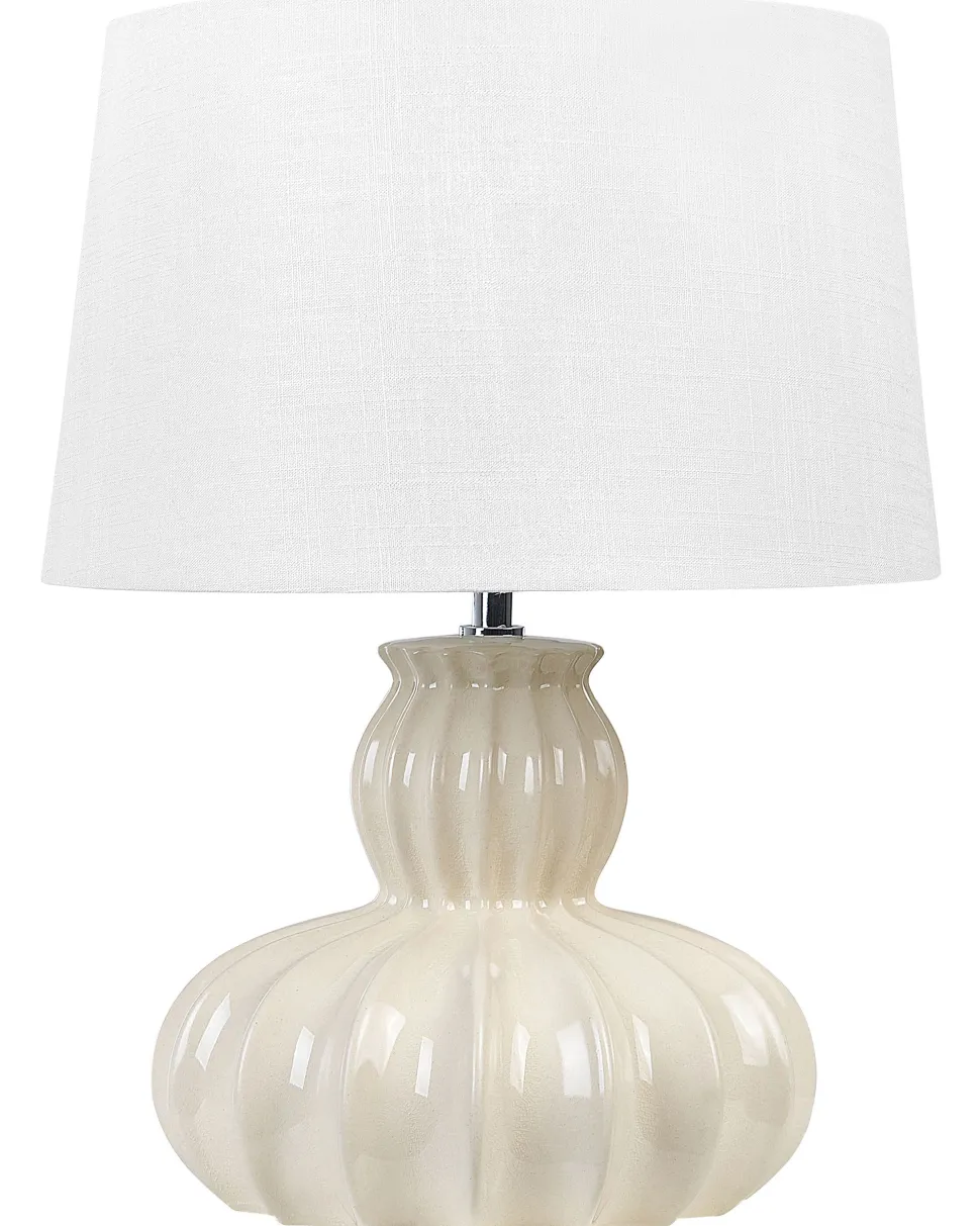 Candeeiro De Mesa Em Ceramica Creme Malabuka