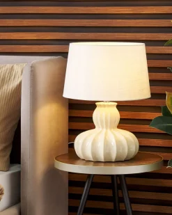 Candeeiro De Mesa Em Ceramica Creme Malabuka