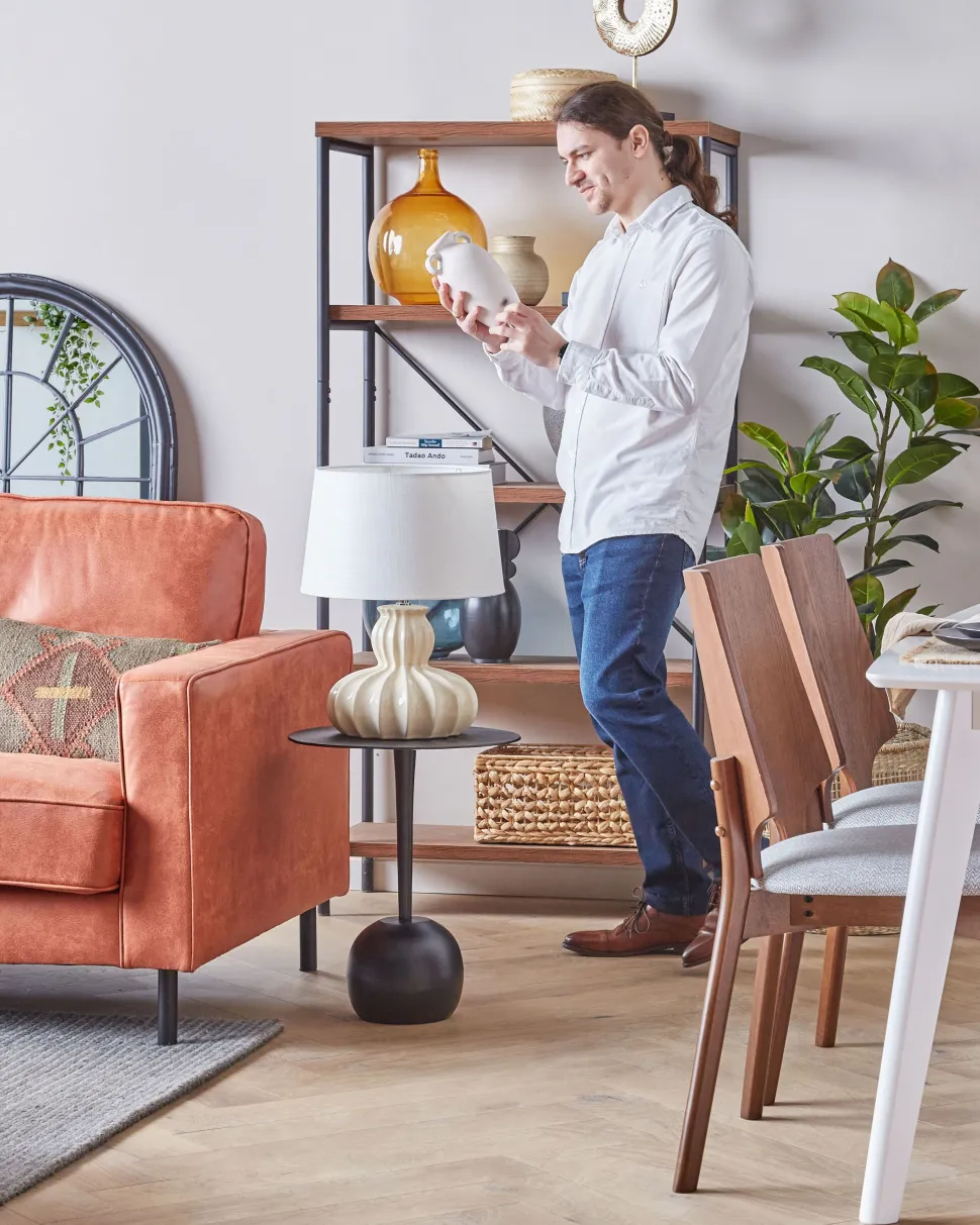 Candeeiro De Mesa Em Ceramica Creme Malabuka