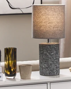 Candeeiro De Mesa Em Ceramica Cinzenta 43 Cm Ider