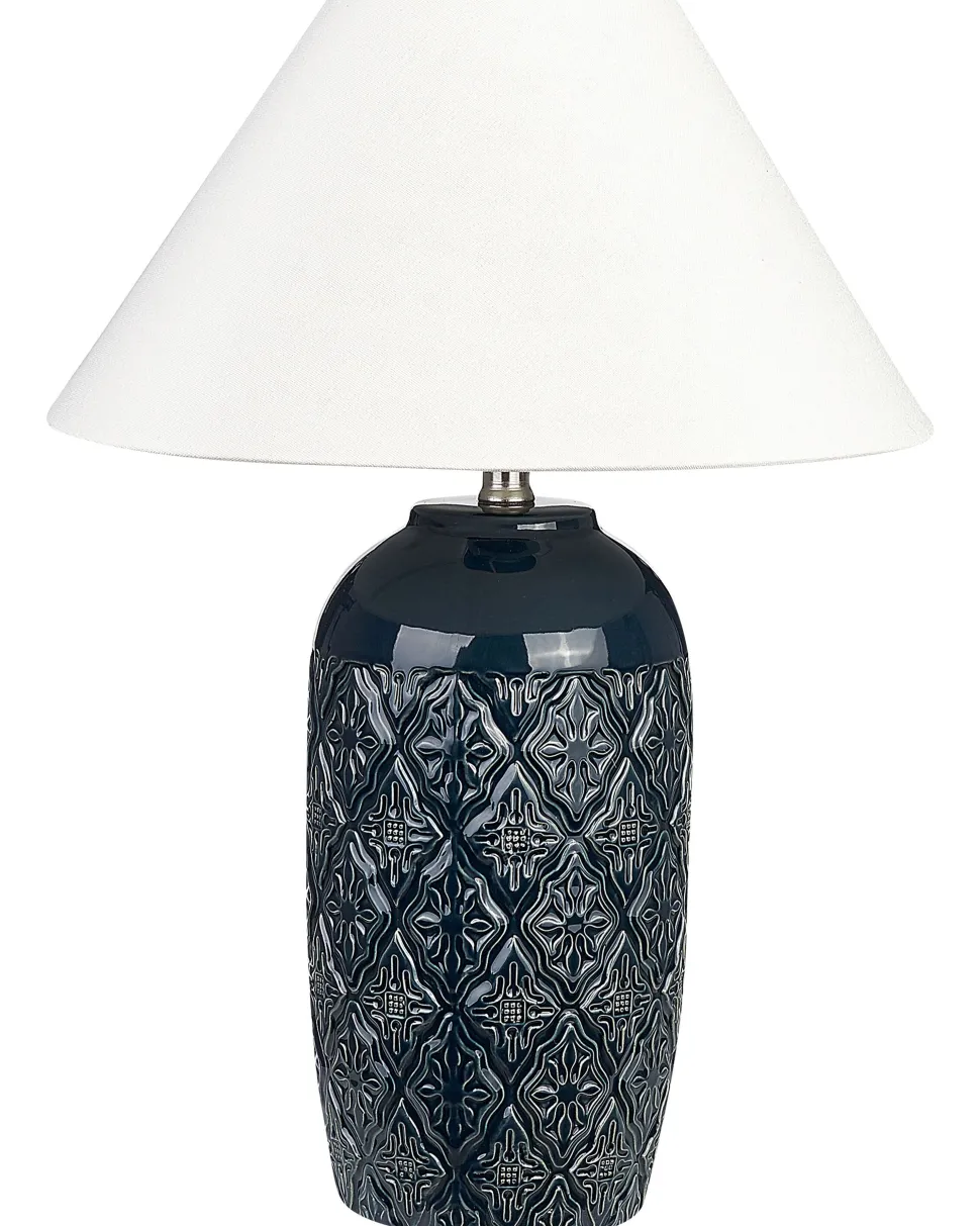 Candeeiro De Mesa Em Ceramica Azul Escura Telire