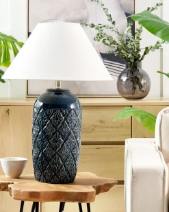 Candeeiro De Mesa Em Ceramica Azul Escura Telire