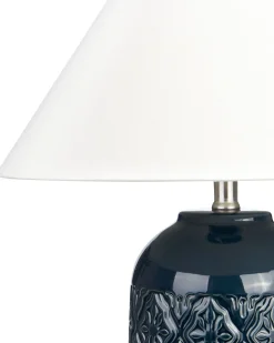 Candeeiro De Mesa Em Ceramica Azul Escura Telire