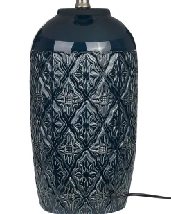 Candeeiro De Mesa Em Ceramica Azul Escura Telire