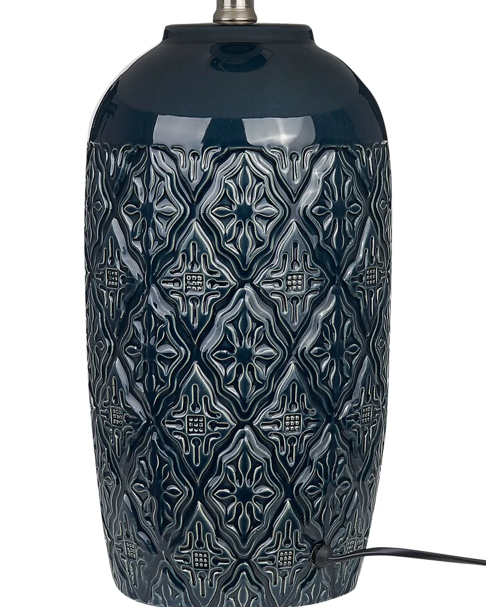 Candeeiro De Mesa Em Ceramica Azul Escura Telire