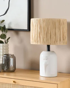 Candeeiro De Mesa Em Ceramica Branca 46 Cm Jubones