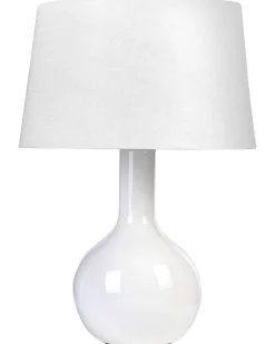 Candeeiro De Mesa Em Ceramica Branca Soco