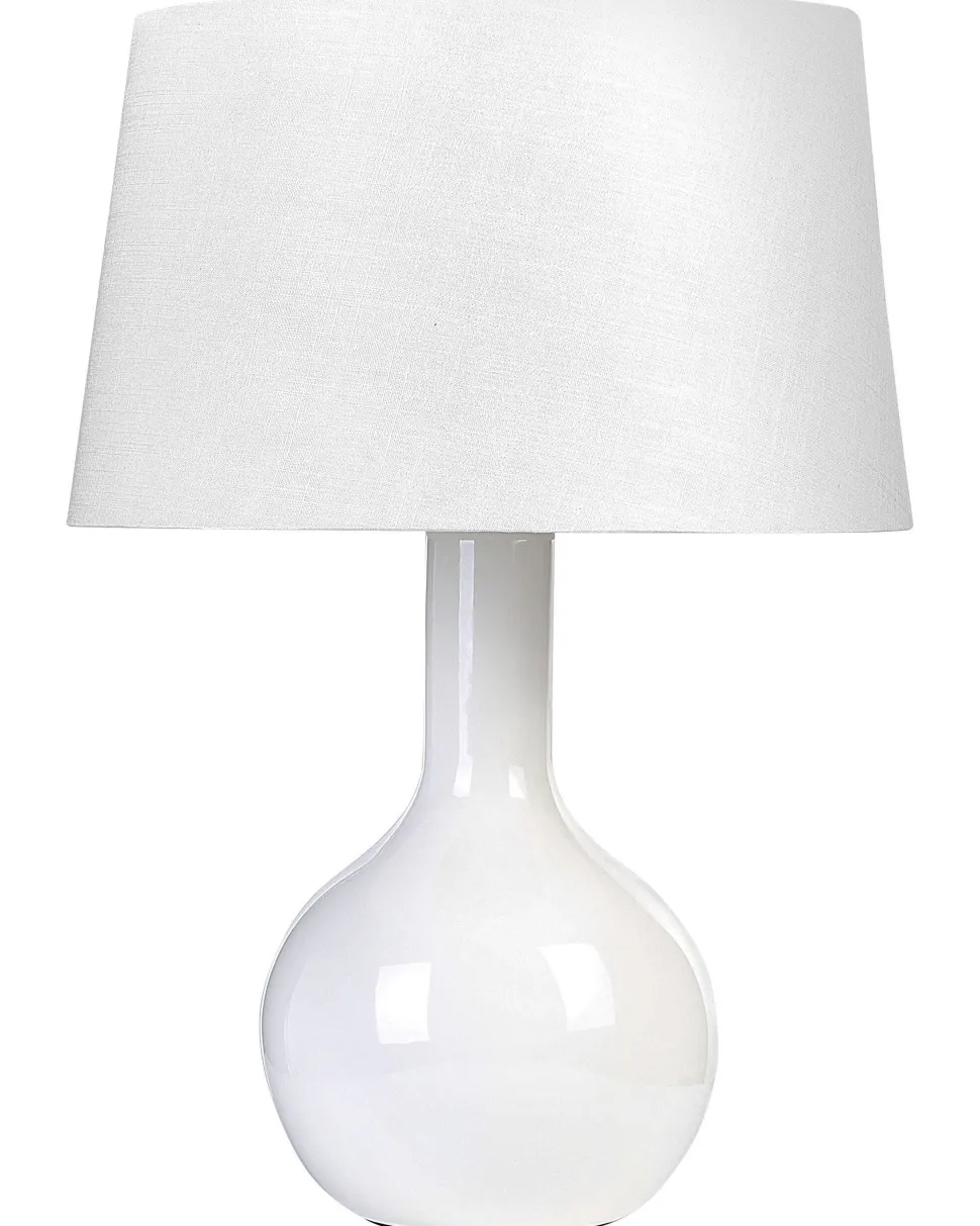 Candeeiro De Mesa Em Ceramica Branca Soco