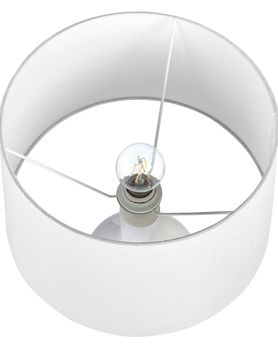 Candeeiro De Mesa Em Ceramica Branca Soco