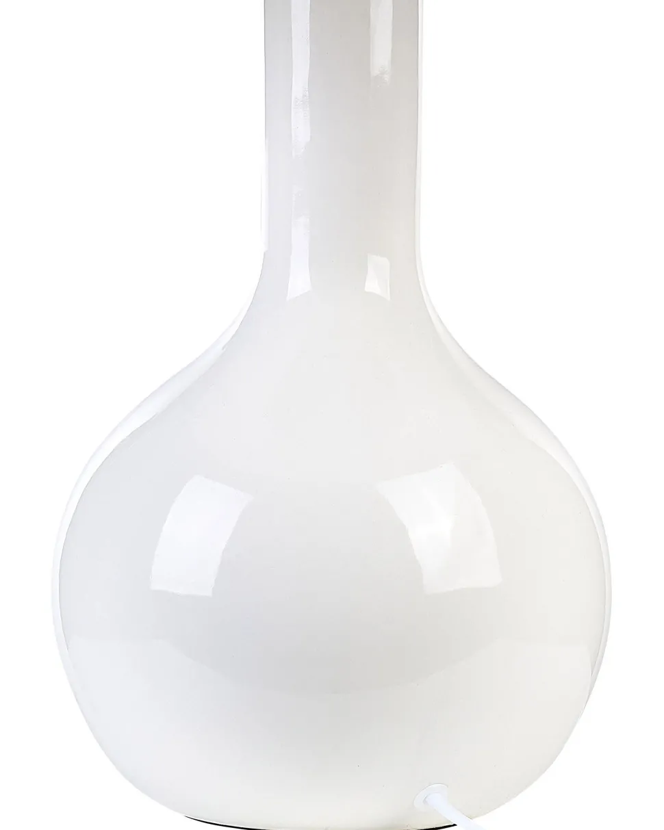 Candeeiro De Mesa Em Ceramica Branca Soco