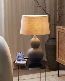 Candeeiro De Mesa Em Ceramica Cinzenta E Creme 56 Cm Yenisei