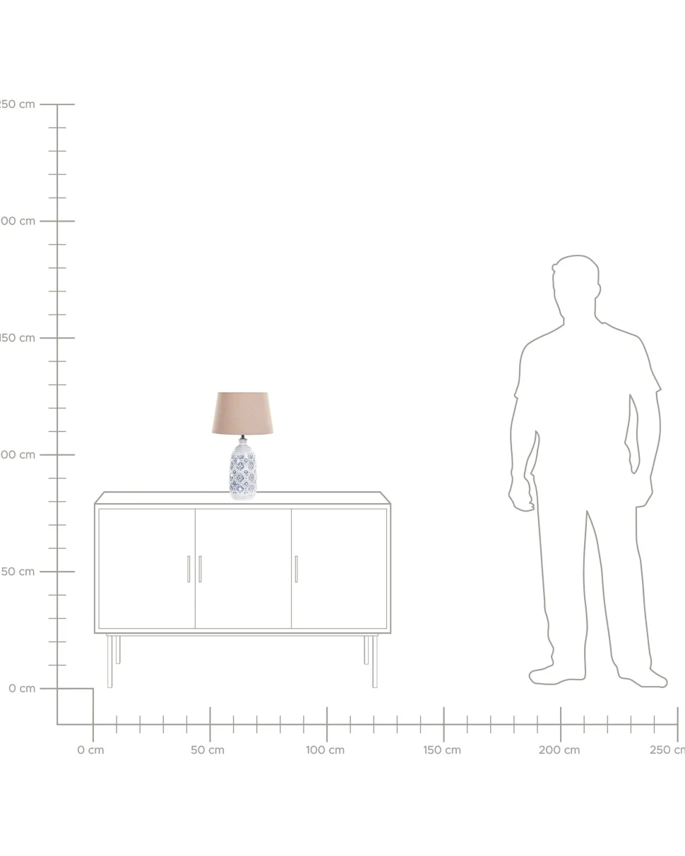 Candeeiro De Mesa Em Ceramica Branco E Azul Palakaria