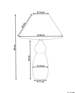 Candeeiro De Mesa Em Ceramica Azul Escuro E Branco 60 Cm Matina