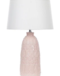 Candeeiro De Mesa Em Ceramica Rosa E Branco 56 Cm Zarima