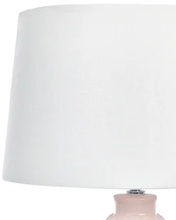 Candeeiro De Mesa Em Ceramica Rosa E Branco 56 Cm Zarima