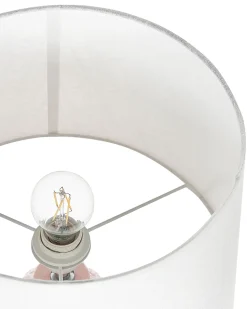 Candeeiro De Mesa Em Ceramica Rosa E Branco 56 Cm Zarima