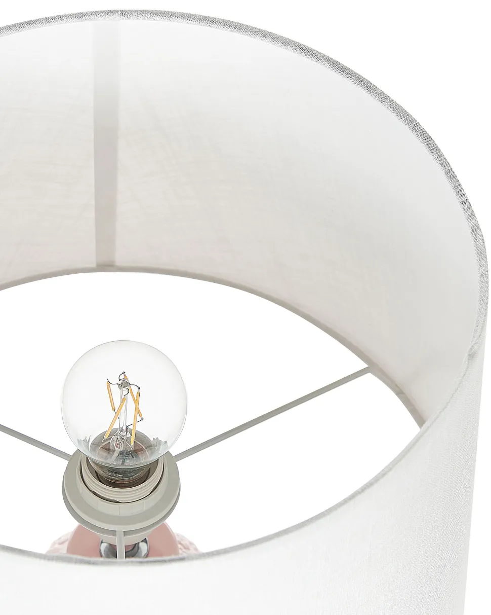 Candeeiro De Mesa Em Ceramica Rosa E Branco 56 Cm Zarima