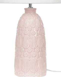 Candeeiro De Mesa Em Ceramica Rosa E Branco 56 Cm Zarima