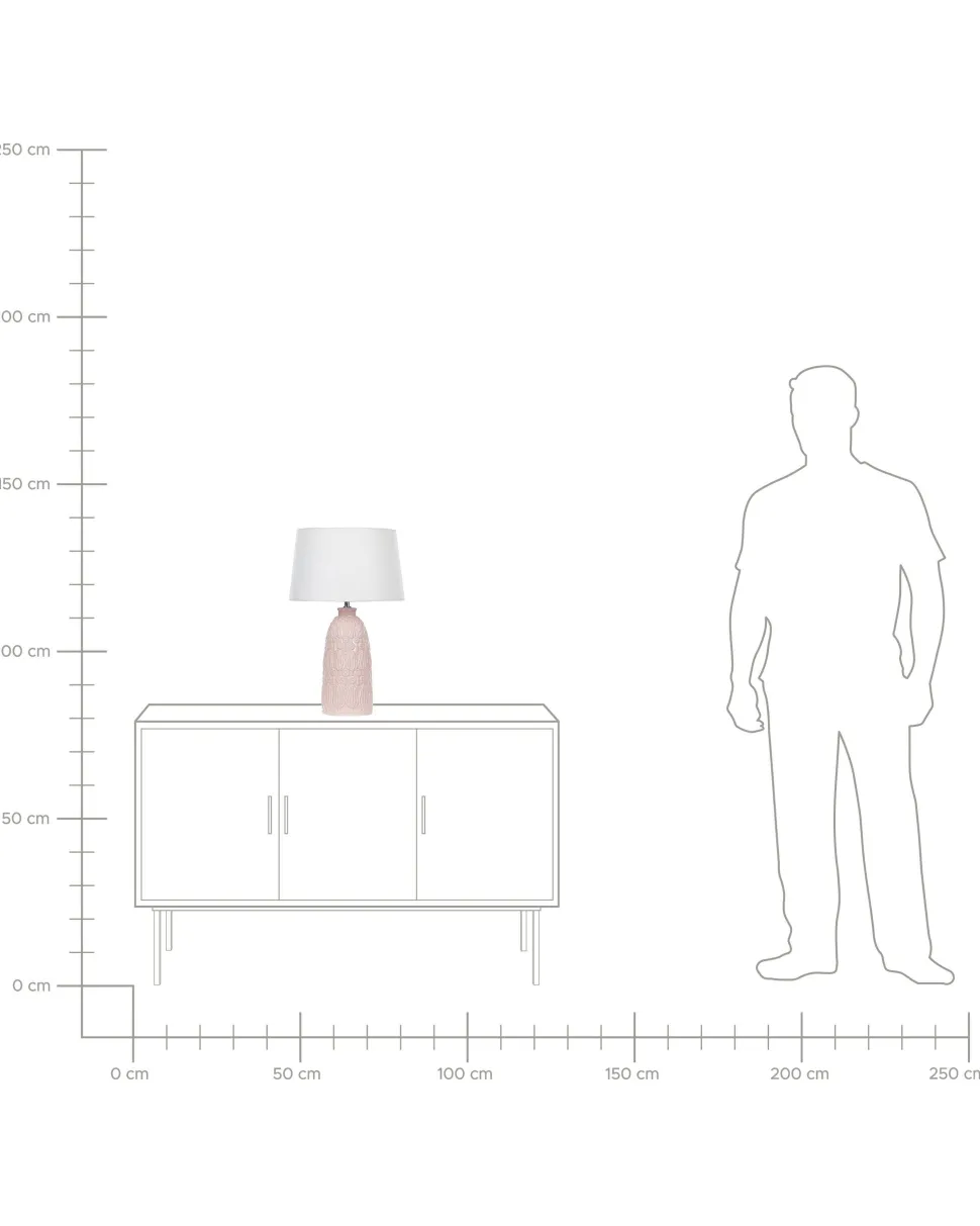 Candeeiro De Mesa Em Ceramica Rosa E Branco 56 Cm Zarima