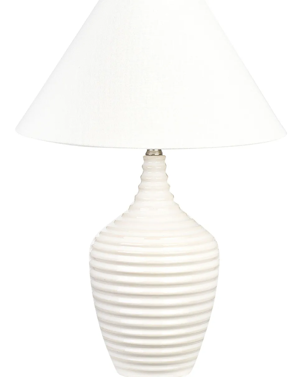 Candeeiro De Mesa Em Ceramica Creme Celeste