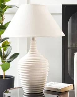 Candeeiro De Mesa Em Ceramica Creme Celeste