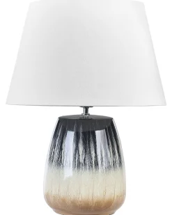 Candeeiro De Mesa Em Ceramica Cinzenta E Creme Cidra