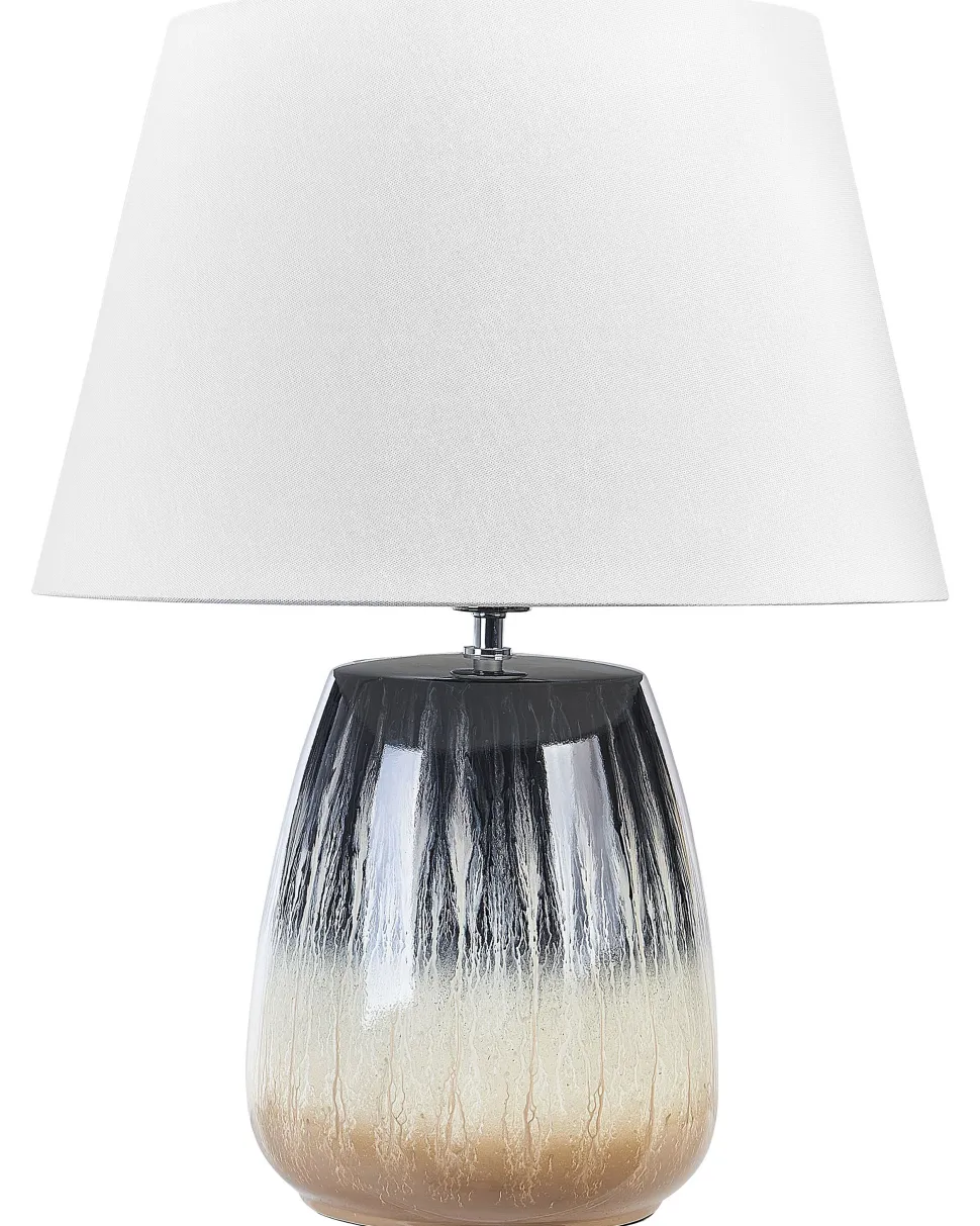 Candeeiro De Mesa Em Ceramica Cinzenta E Creme Cidra