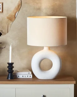 Candeeiro De Mesa Em Ceramica Branco Venta