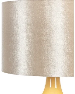 Candeeiro De Mesa Em Ceramica Dourado E Amarelo 52 Cm Haddas