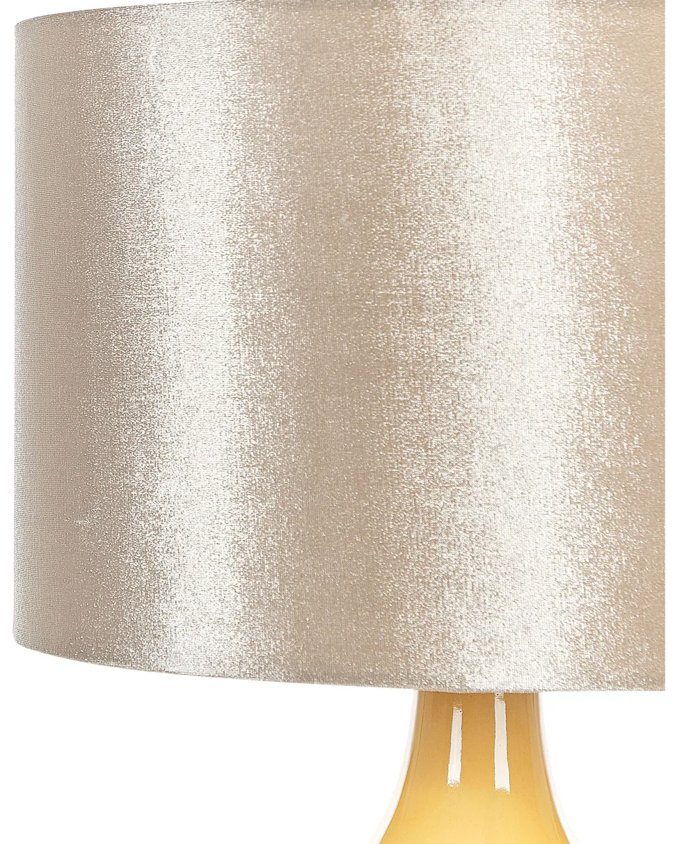 Candeeiro De Mesa Em Ceramica Dourado E Amarelo 52 Cm Haddas