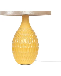 Candeeiro De Mesa Em Ceramica Dourado E Amarelo 52 Cm Haddas
