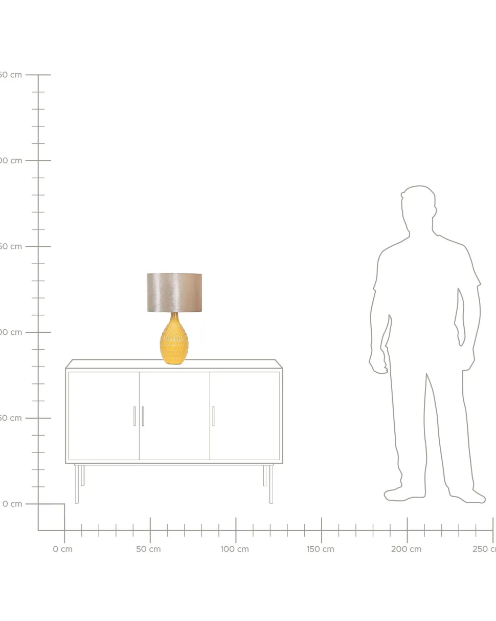 Candeeiro De Mesa Em Ceramica Dourado E Amarelo 52 Cm Haddas