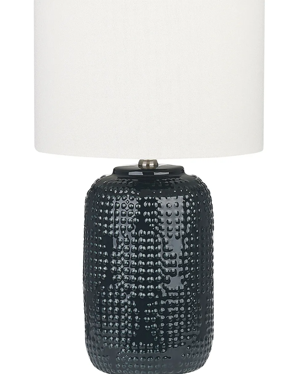 Candeeiro De Mesa Em Ceramica Azul Escura Mussel