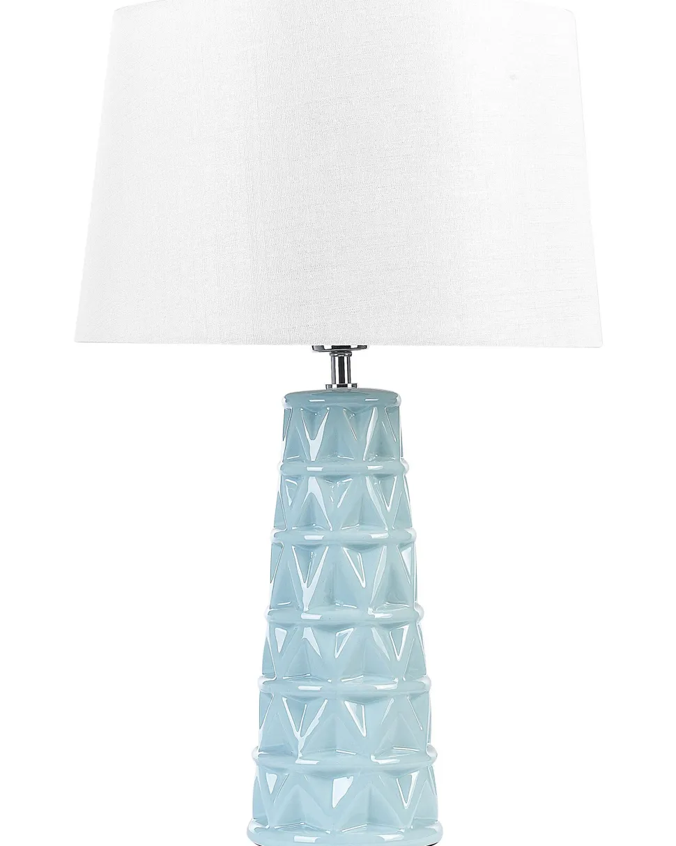 Candeeiro De Mesa Em Ceramica Azul Vinces