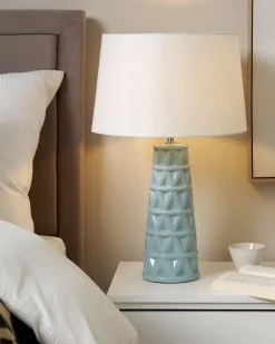 Candeeiro De Mesa Em Ceramica Azul Vinces