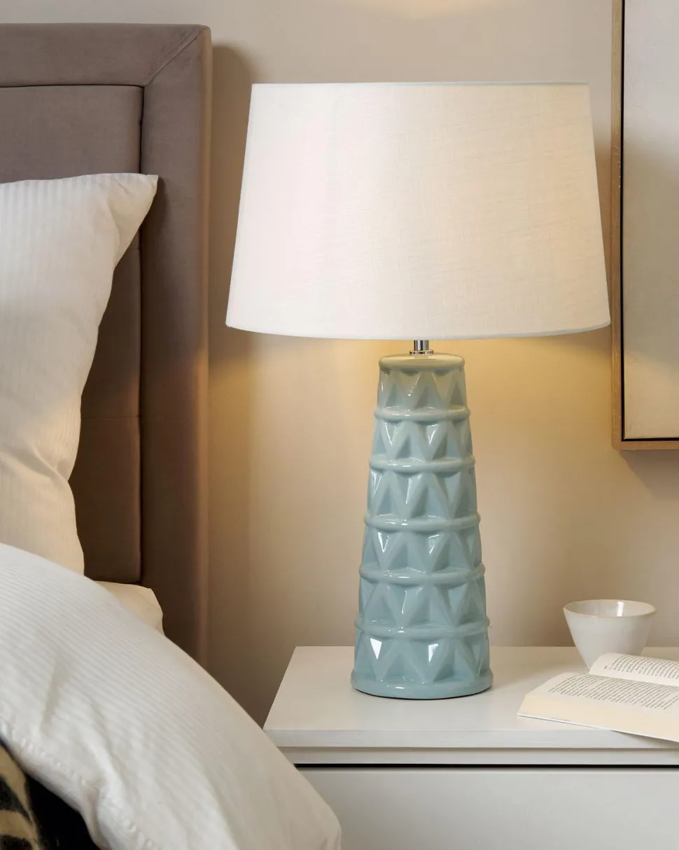 Candeeiro De Mesa Em Ceramica Azul Vinces