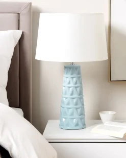 Candeeiro De Mesa Em Ceramica Azul Vinces