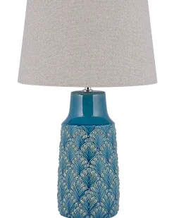 Candeeiro De Mesa Em Ceramica Azul 55 Cm Thaya