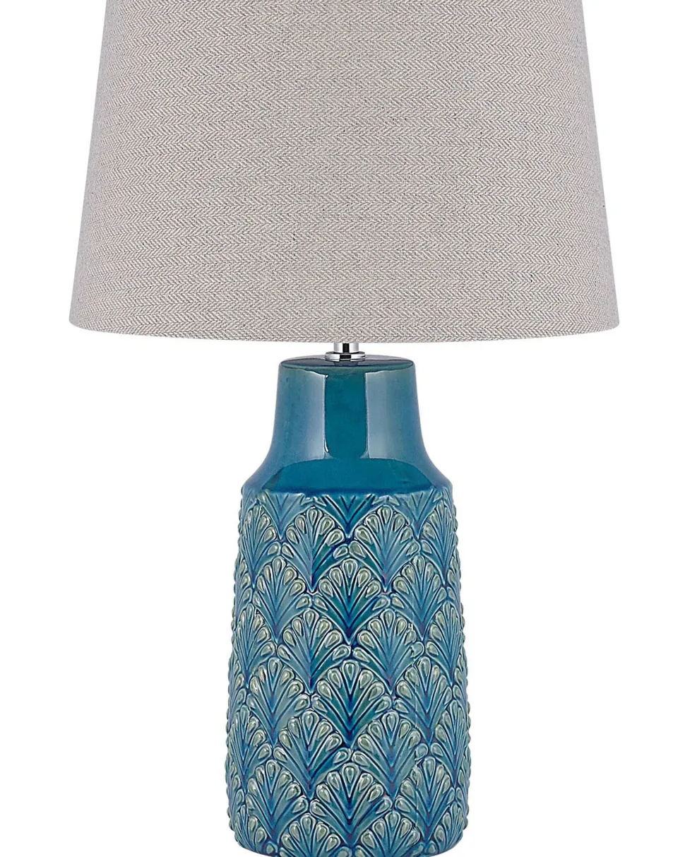 Candeeiro De Mesa Em Ceramica Azul 55 Cm Thaya