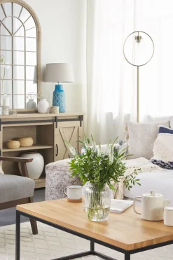 Candeeiro De Mesa Em Ceramica Azul 55 Cm Thaya