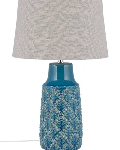 Candeeiro De Mesa Em Ceramica Azul 55 Cm Thaya