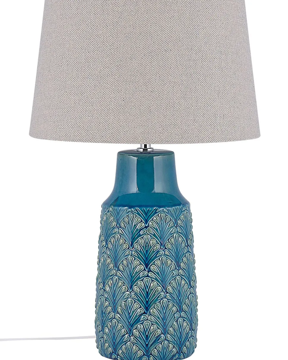 Candeeiro De Mesa Em Ceramica Azul 55 Cm Thaya