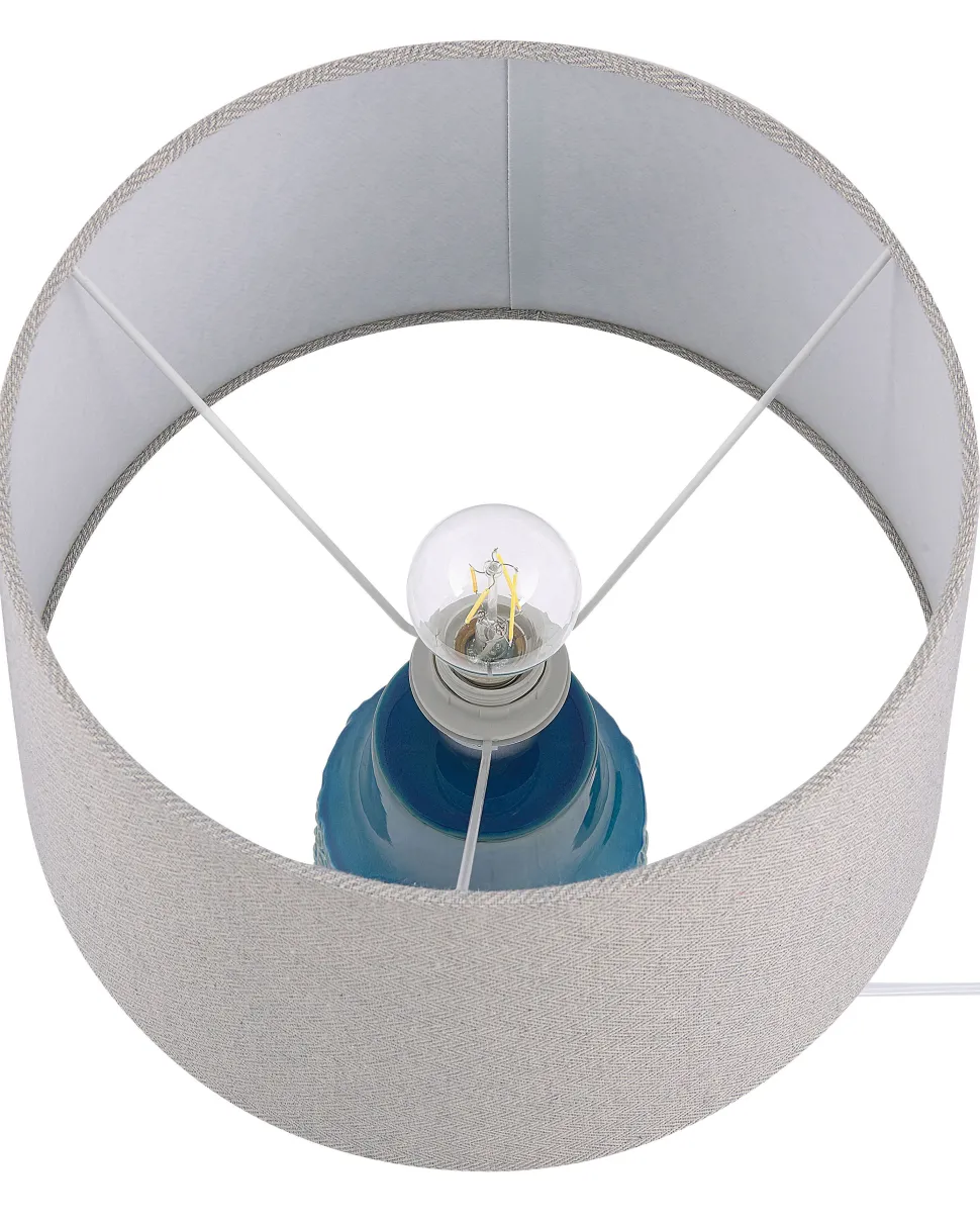 Candeeiro De Mesa Em Ceramica Azul 55 Cm Thaya