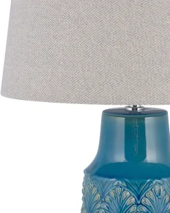 Candeeiro De Mesa Em Ceramica Azul 55 Cm Thaya