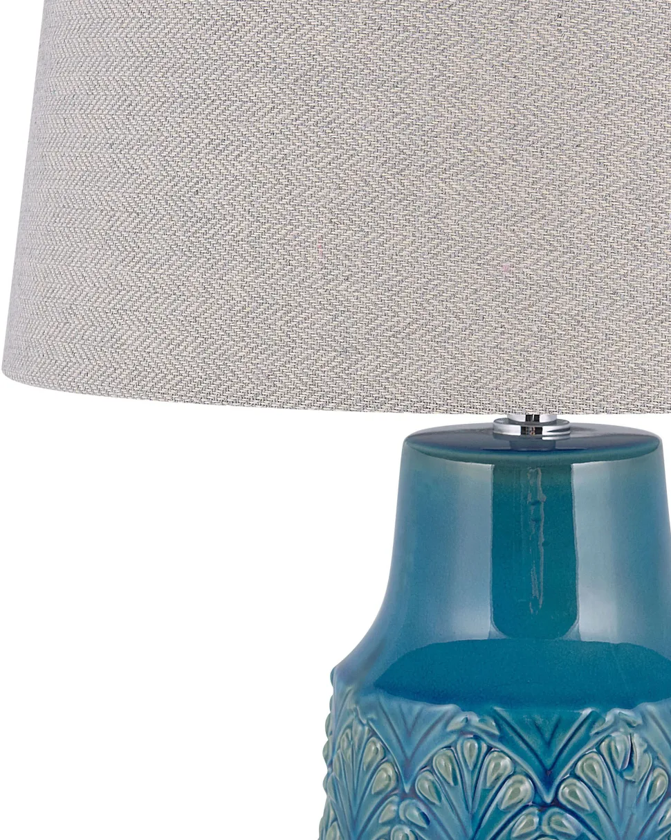 Candeeiro De Mesa Em Ceramica Azul 55 Cm Thaya