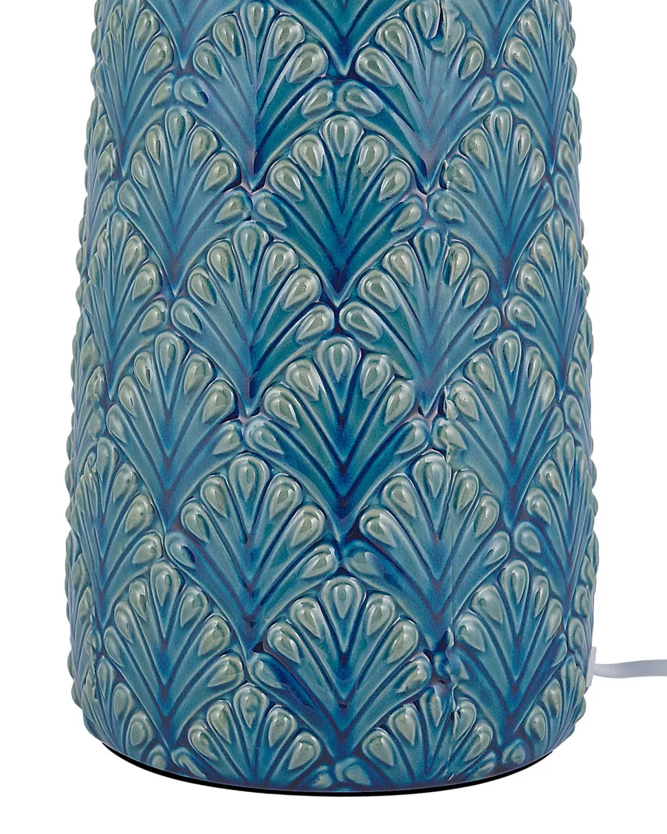 Candeeiro De Mesa Em Ceramica Azul 55 Cm Thaya