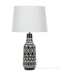 Candeeiro De Mesa Em Ceramica Preto Creme E Branco 68 Cm Shebelle