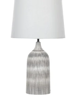 Candeeiro De Mesa Em Ceramica Cinzento Claro E Creme 66 Cm Georgina