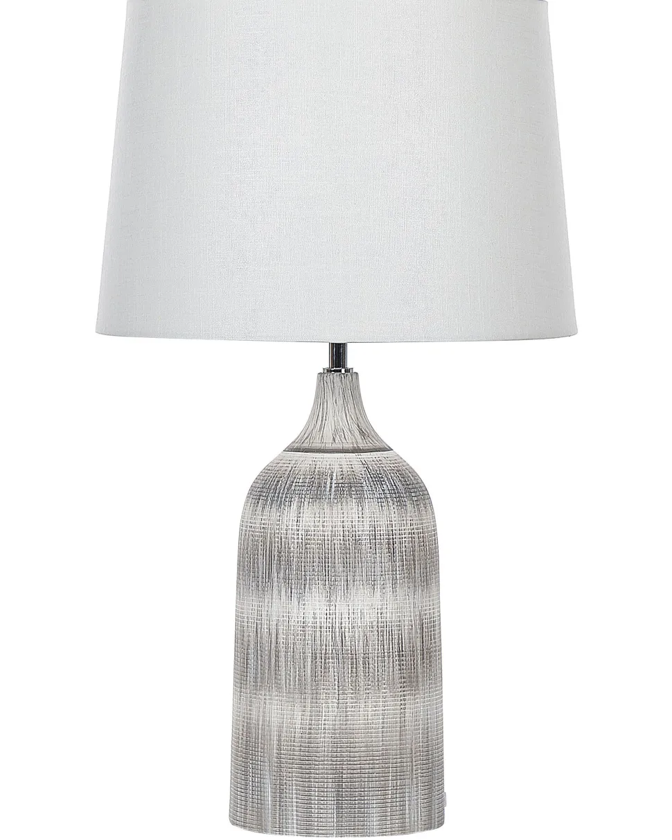 Candeeiro De Mesa Em Ceramica Cinzento Claro E Creme 66 Cm Georgina