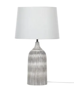 Candeeiro De Mesa Em Ceramica Cinzento Claro E Creme 66 Cm Georgina